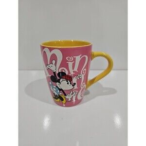 Disney Store Official pink Yellow Minnie Mouse mug No Chips Or Cracks